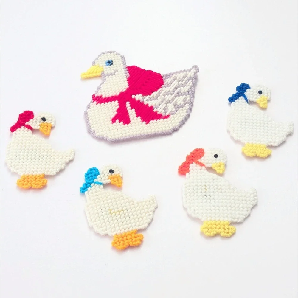 Handmade Goose Duck Country Kitchen Magnets Needlepoint Plastic Canvas Lot Of 5